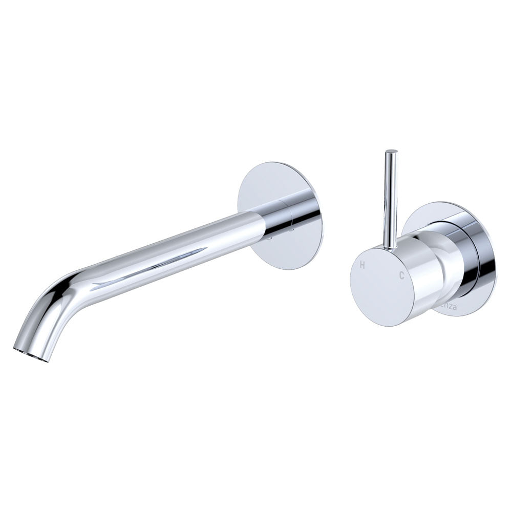 Fienza 228118-200-LF Kaya Up Basin/Bath Wall Mixer Set, Round Plates, 200mm Outlet, Lead Free, Chrome