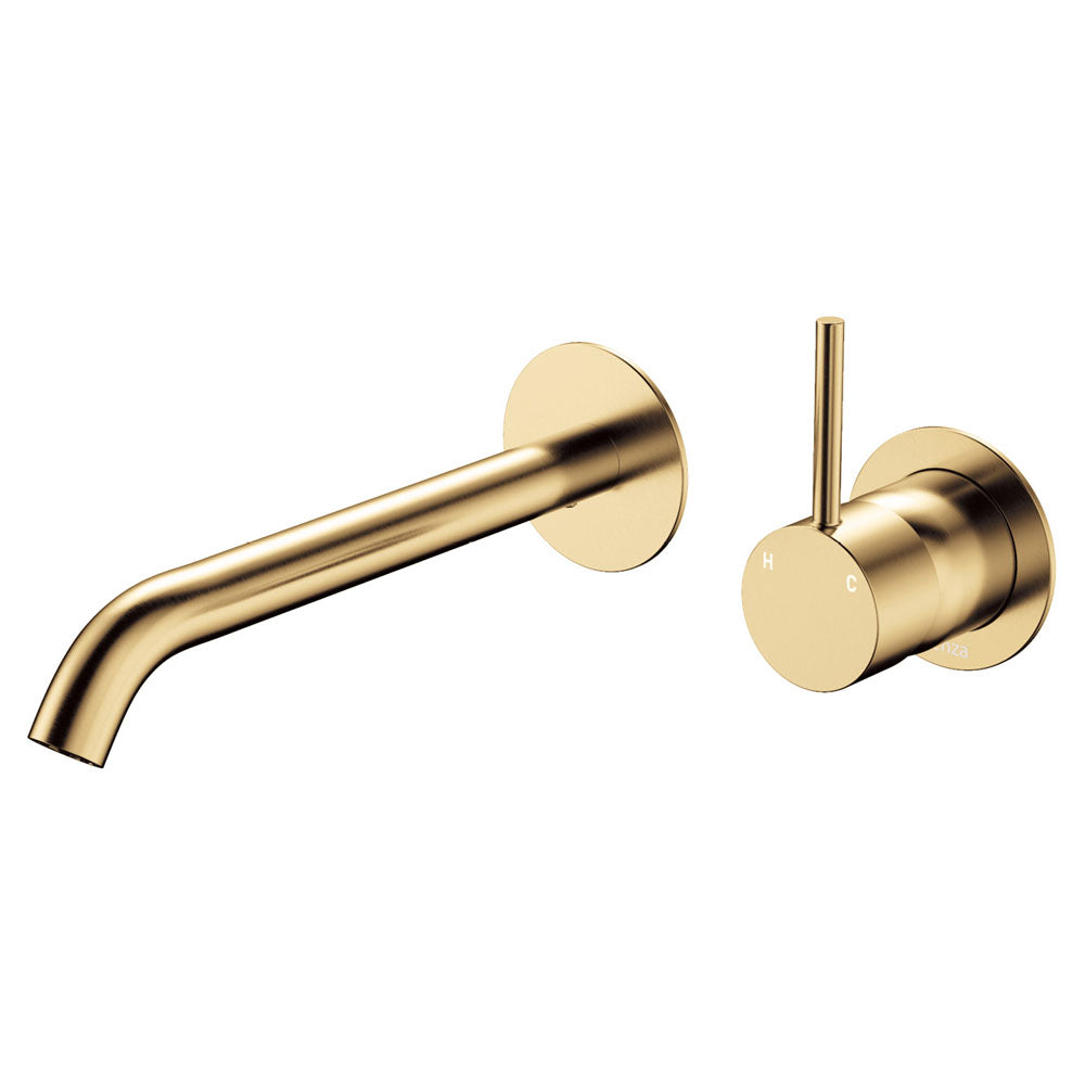 Fienza 228118UB-200-LF Kaya Up Basin/Bath Wall Mixer Set, Round Plates, 200mm Outlet, Lead Free, Urban Brass