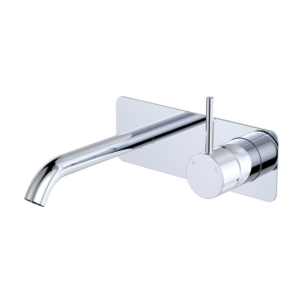 Fienza 228119-LF Kaya Up Basin/Bath Wall Mixer Set, Rectangular Plate, 160mm Outlet, Lead Free, Chrome