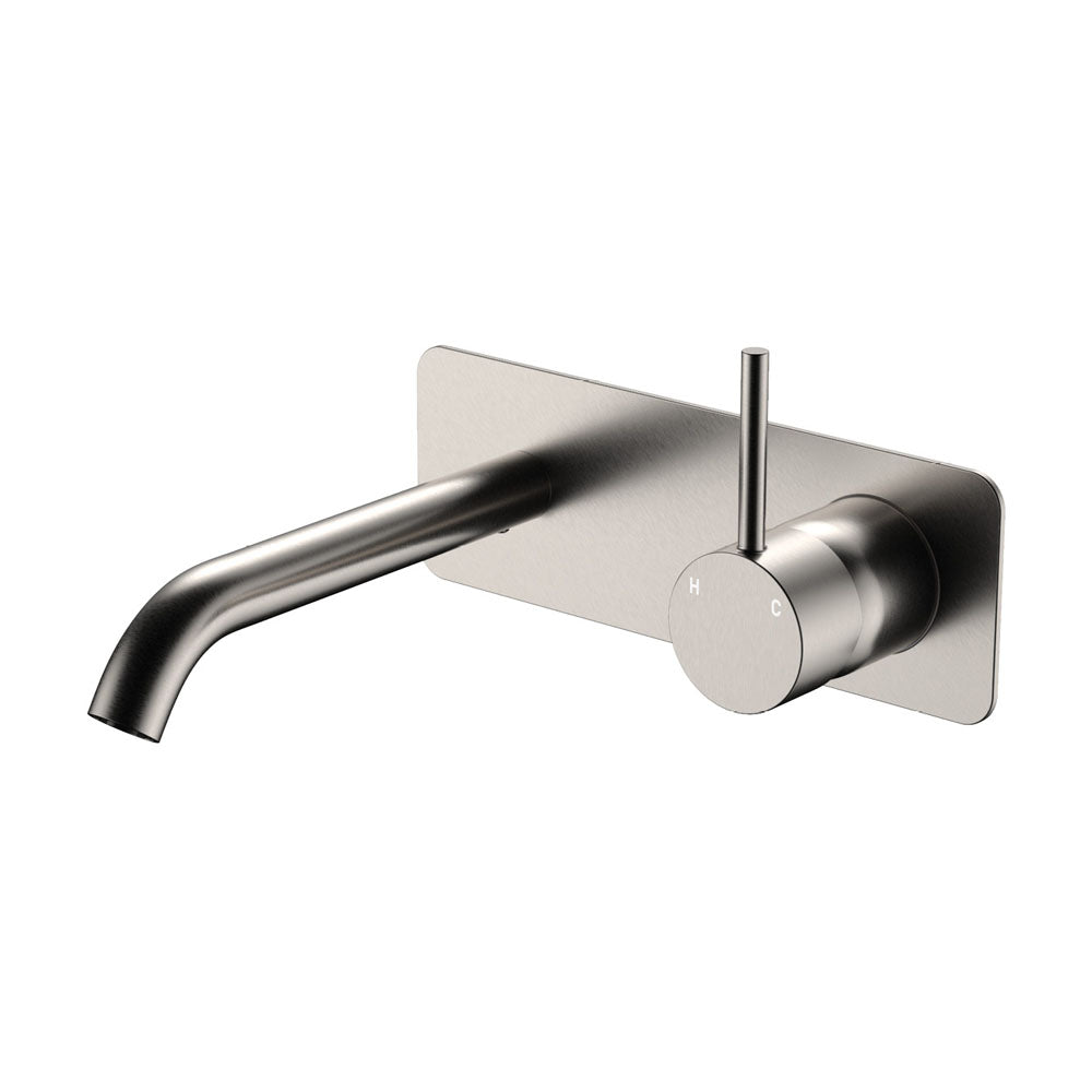 Fienza 228119BN-LF Kaya Up Basin/Bath Wall Mixer Set, Rectangular Plate, 160mm Outlet, Lead Free, Brushed Nickel