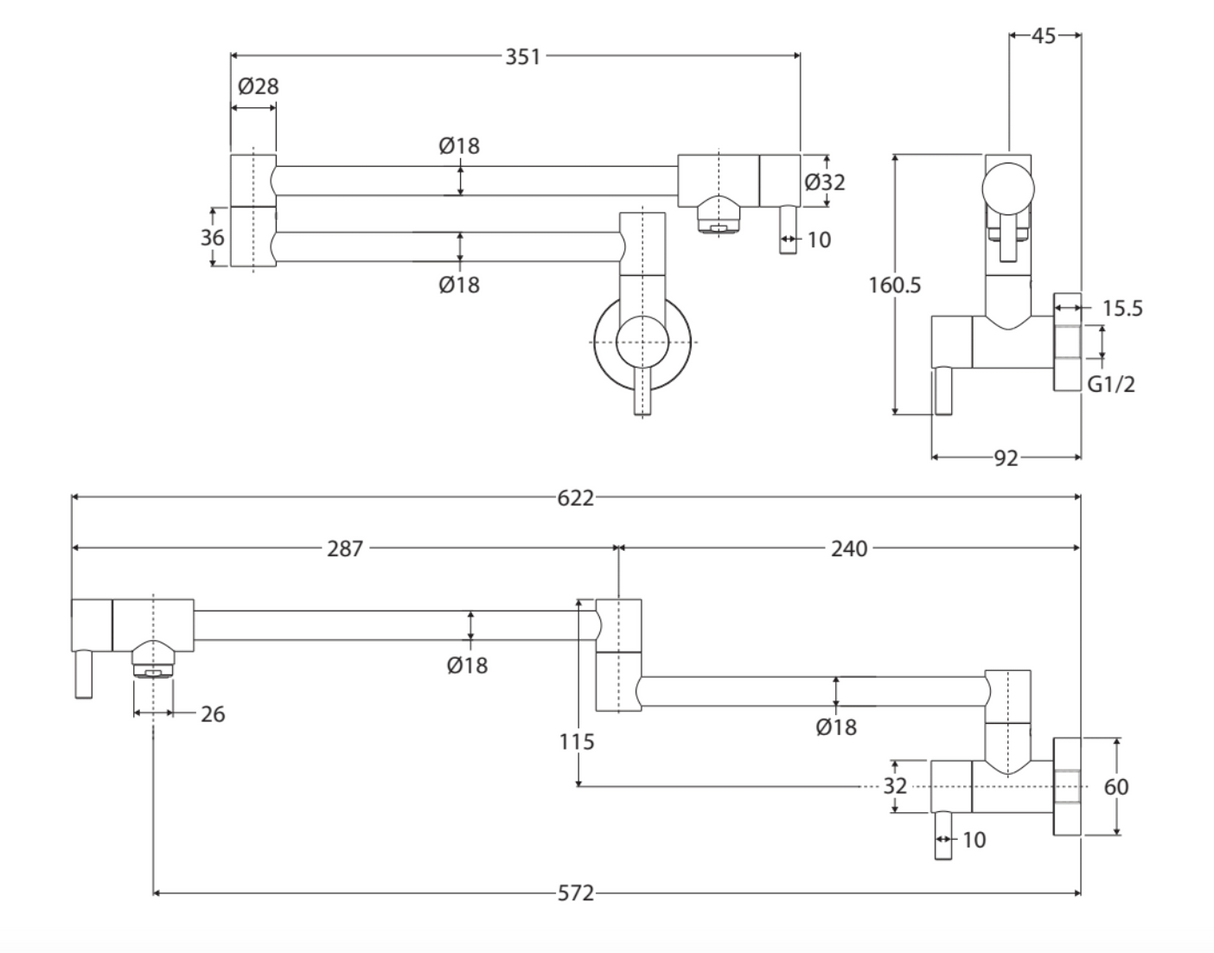 Fienza 228120 Kaya Pot Filler, Chrome