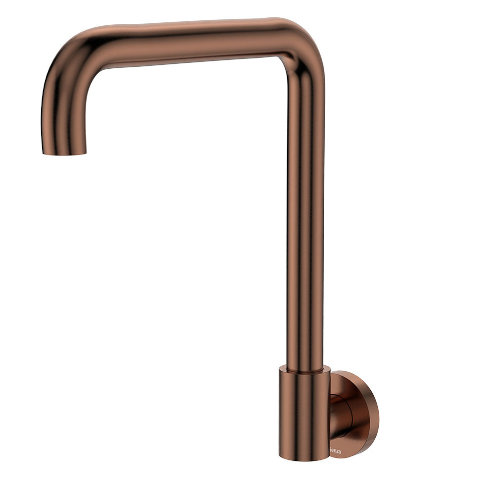 Fienza 228122CO-LF Kaya Squareline Wall Swivel Outlet Set, Brushed Copper