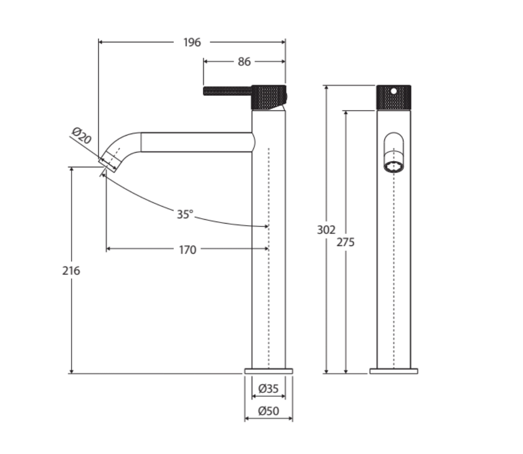 Fienza Axle 231107 Chrome Tall Basin Mixer Mixers