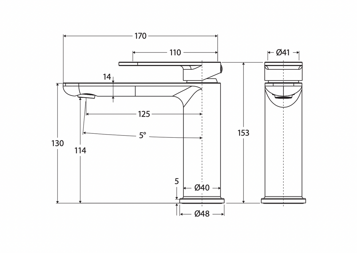 Fienza 234103GM-LF Empire Slim Cold Start Basin Mixer, Gun Metal