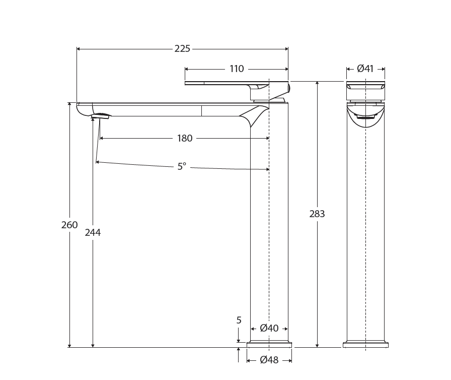 Fienza 234107UB-LF Empire Slim Tall Basin Mixer, Cold Start, Lead Free, Urban Brass