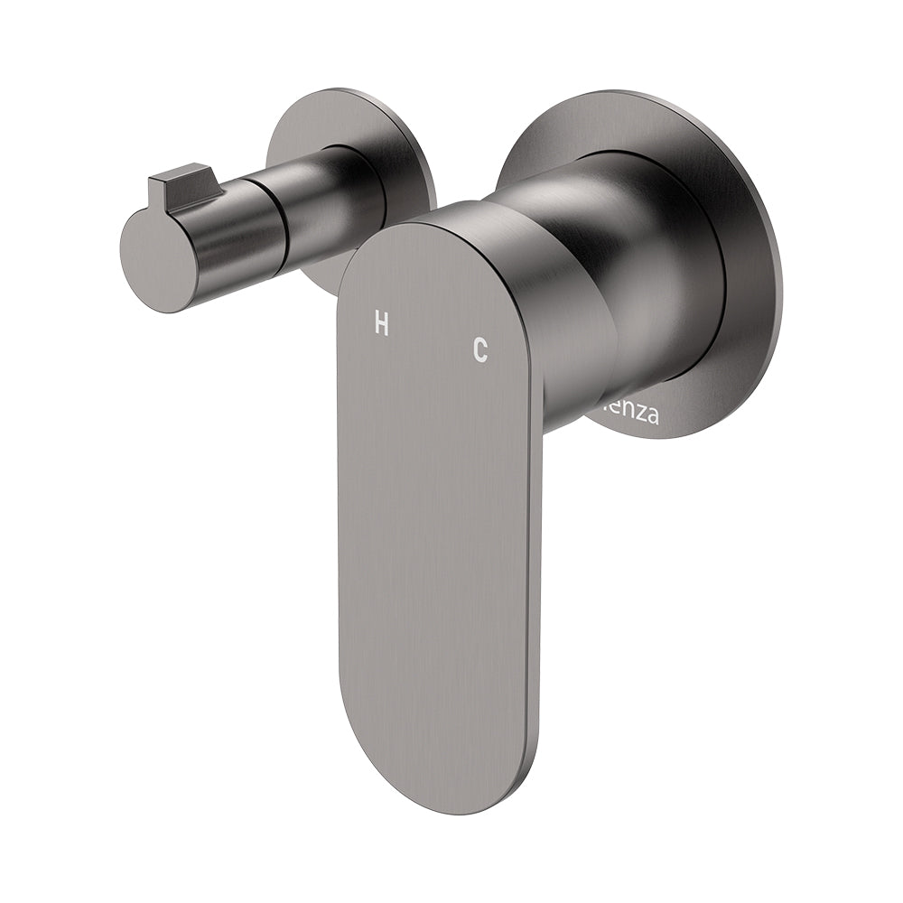 Fienza 234112GM-4-LF Empire Slim Wall Diverter Mixer, Small Round Plates, Horizontal, Lead Free, Gun Metal