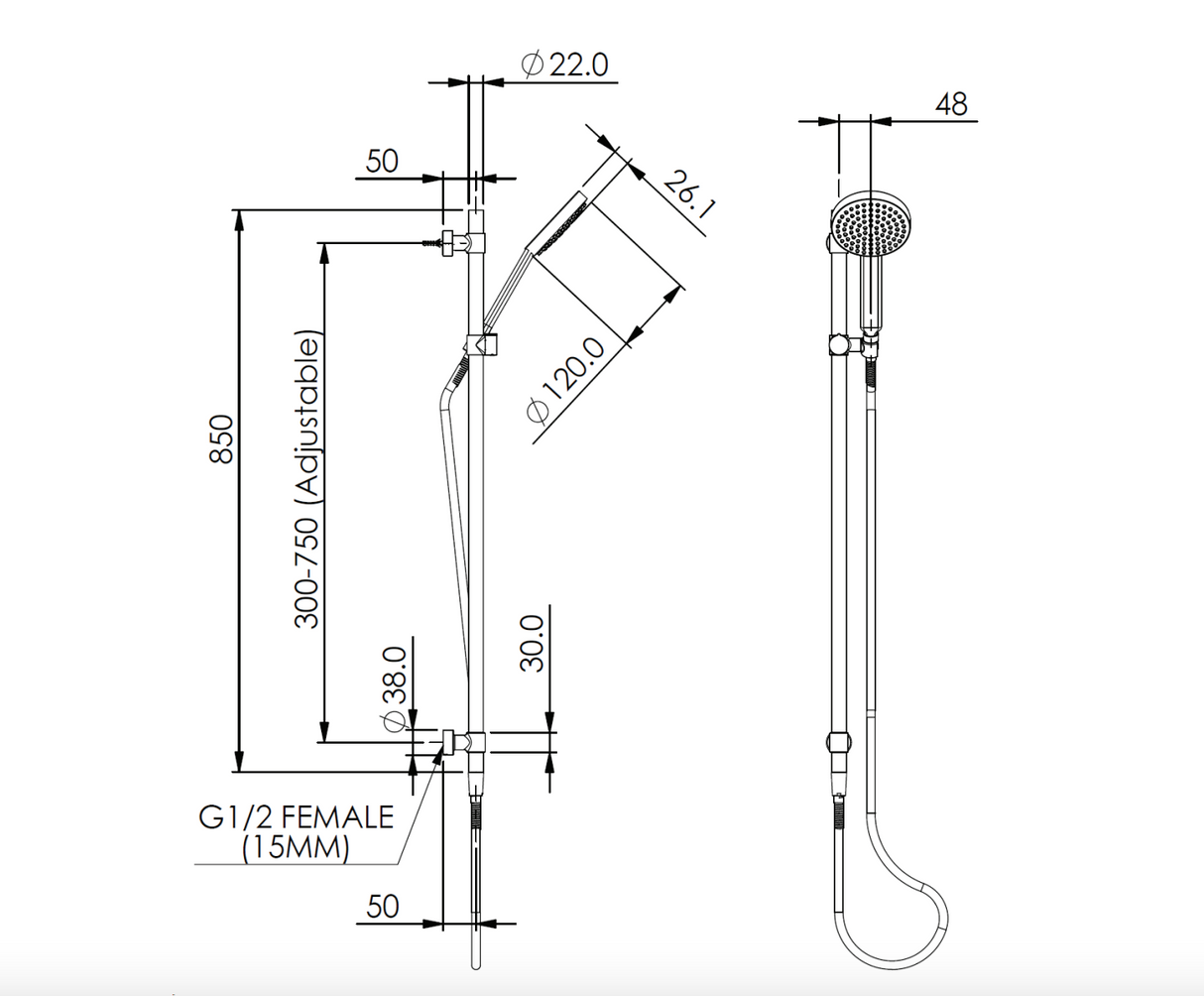 Greens Swept Diverter Shower Mixer, PVD Brushed Copper, 18603598