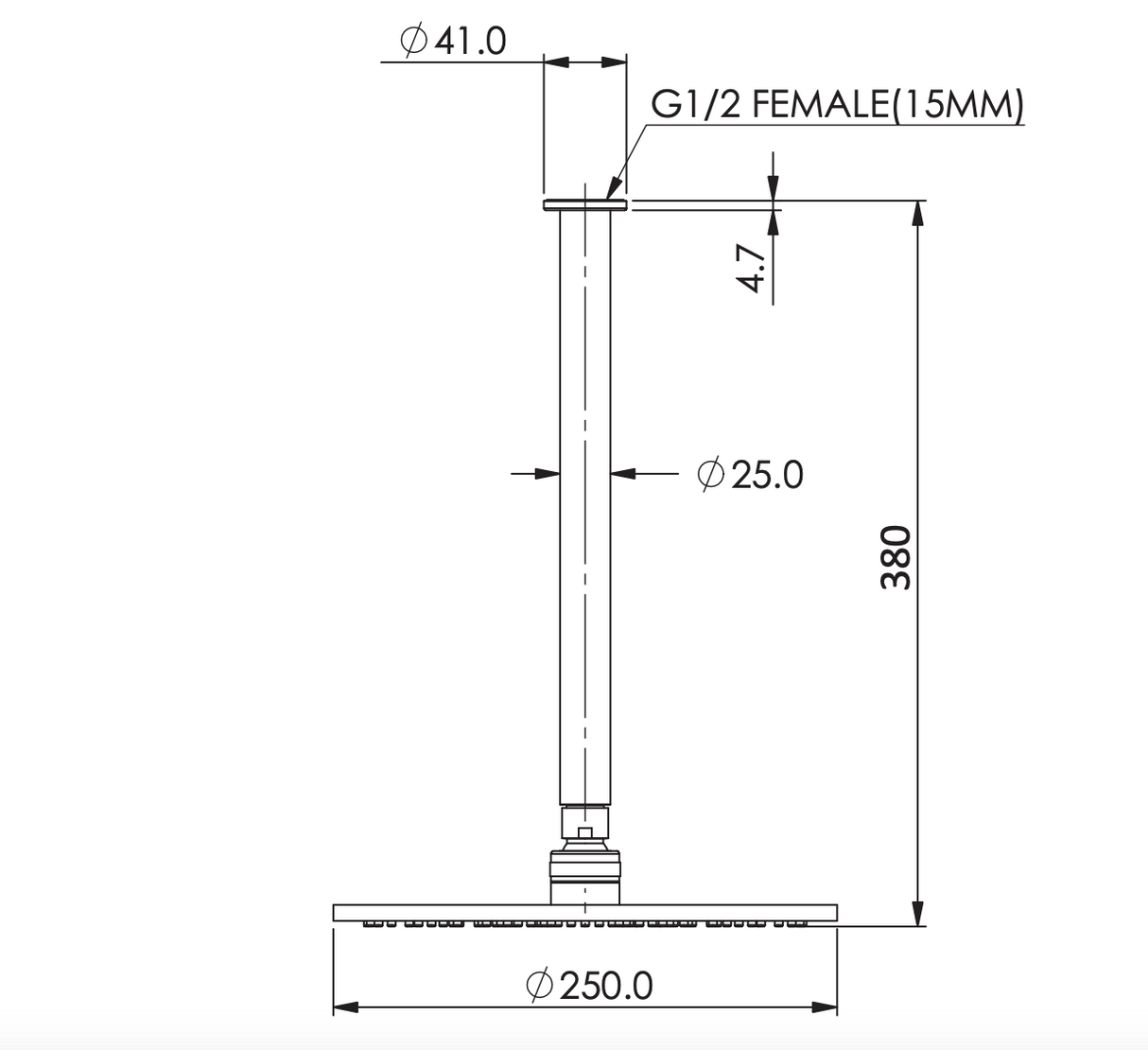 Greens Lavish Brass Ceiling Shower, PVD Brushed Nickel, 239101BN