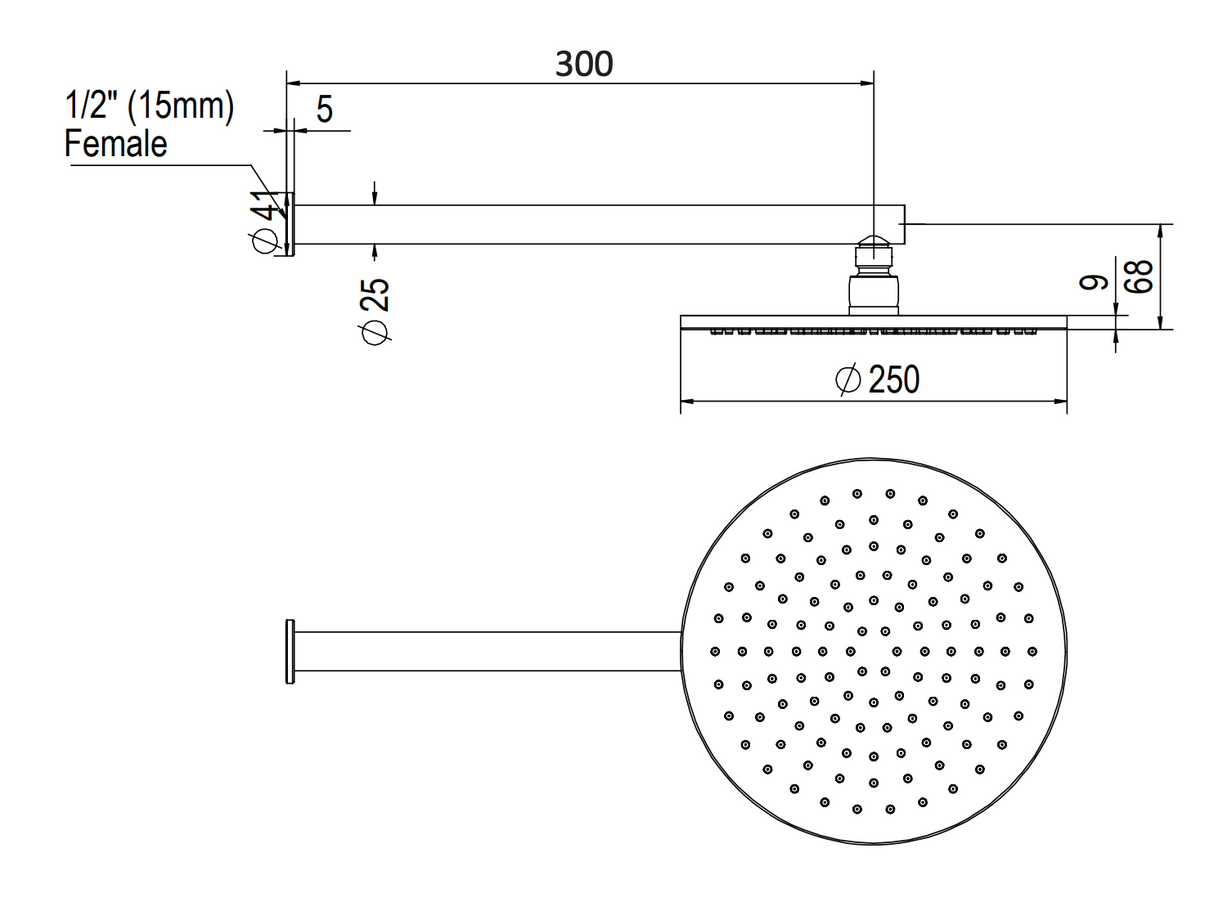 Greens Lavish Brass Wall Shower, PVD Gunmetal, 239102GM