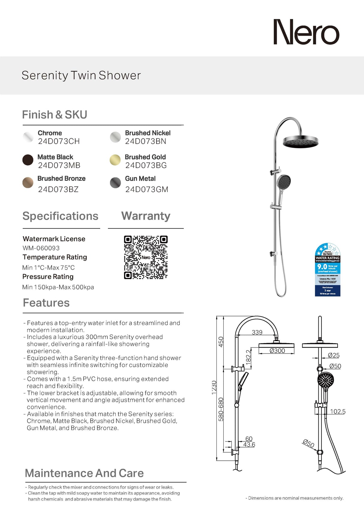 Nero Serenity Twin Shower Brushed Bronze 24D073BZ