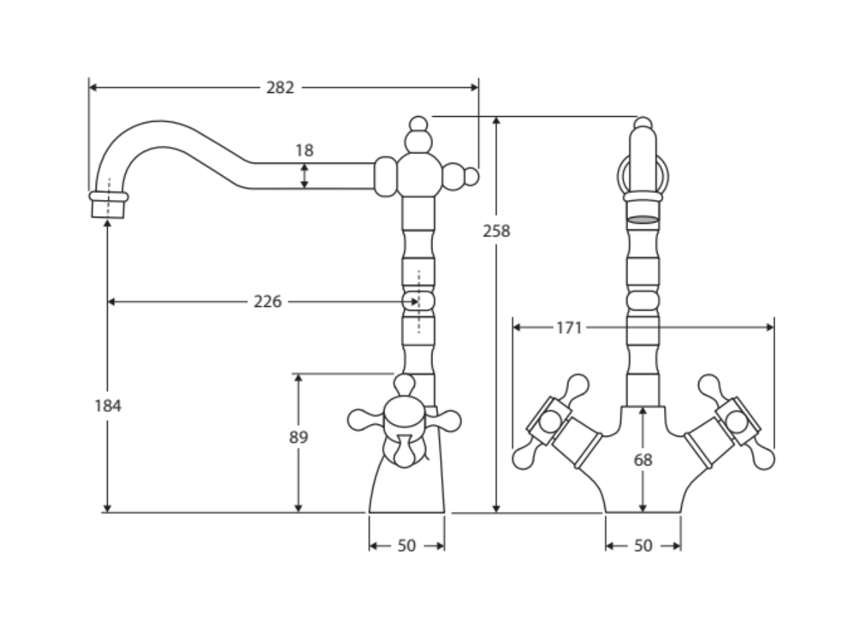Fienza Lillian 336106Bk Shepherds Crook Matte Black Sink Mixer Kitchen Taps