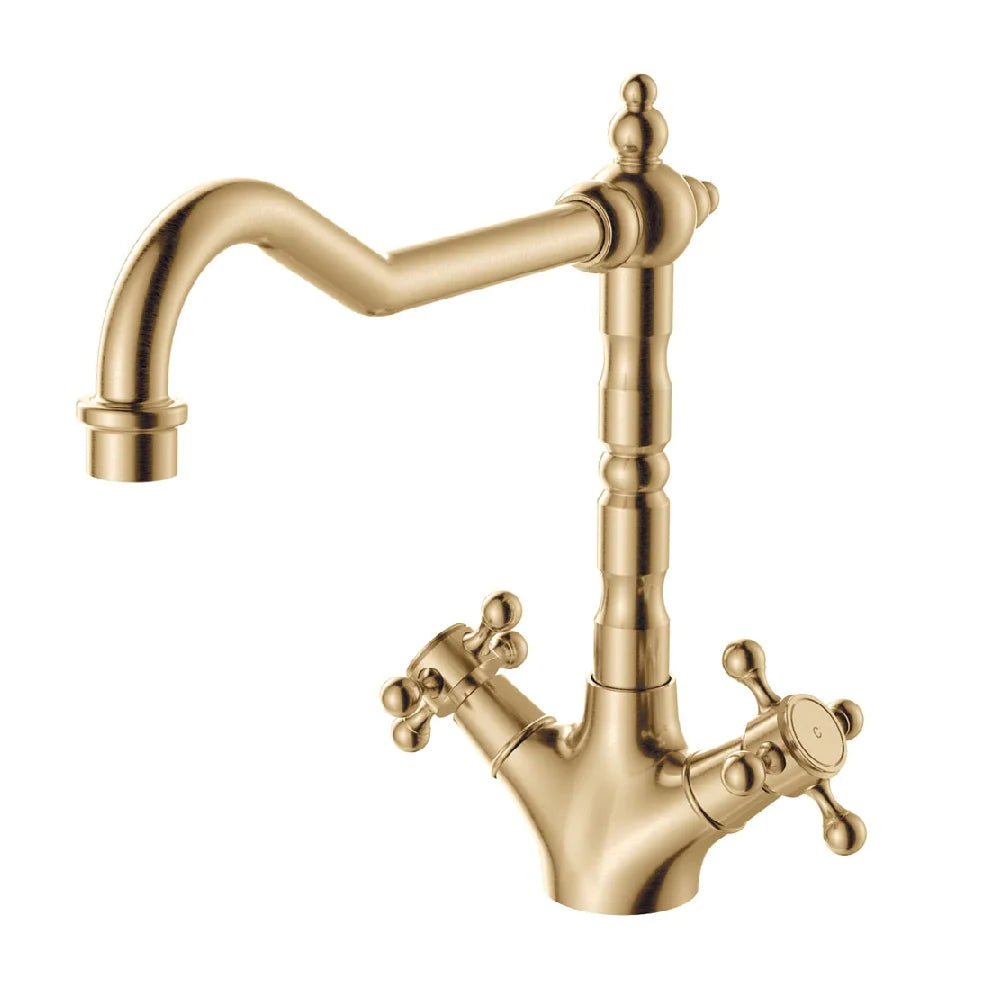Fienza 336106UB Lillian Shepherds Crook Sink Mixer, Urban Brass