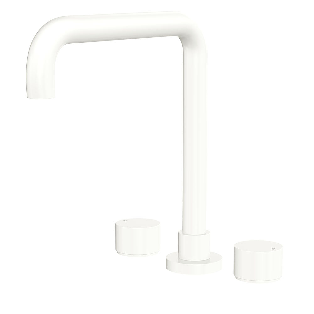Fienza 338106MW-LF Kaya Squareline Hob Set Round Taps Matte White