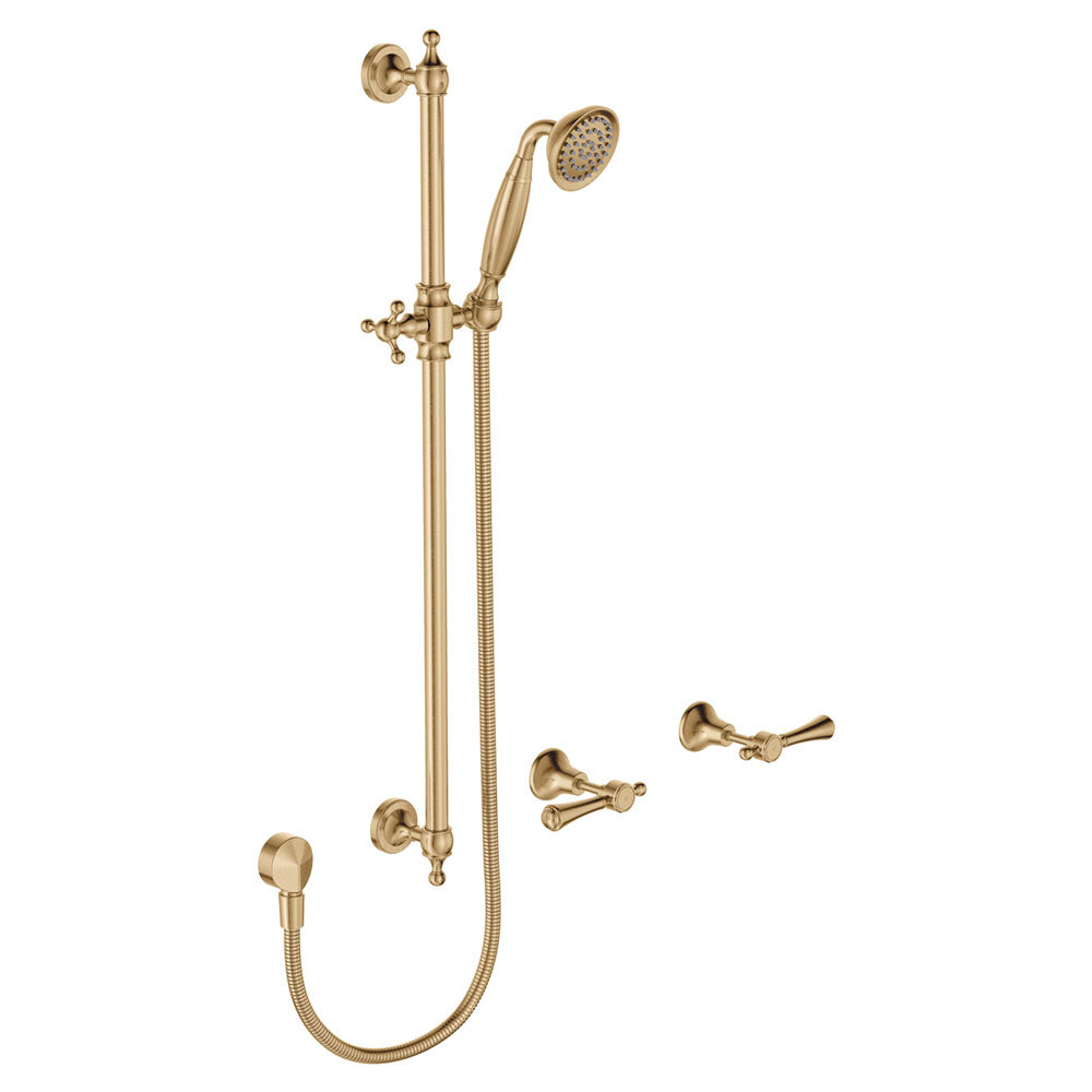Fienza 339103UU Lillian Lever Rail Shower Set, Urban Brass Handles, Urban Brass