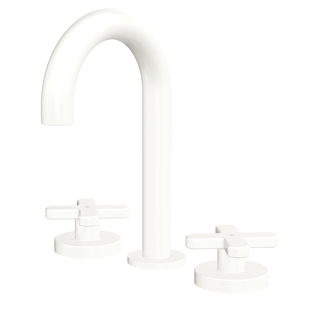 Fienza 343101MW-LF Kaya Round Hob Set Cross Taps Matte White