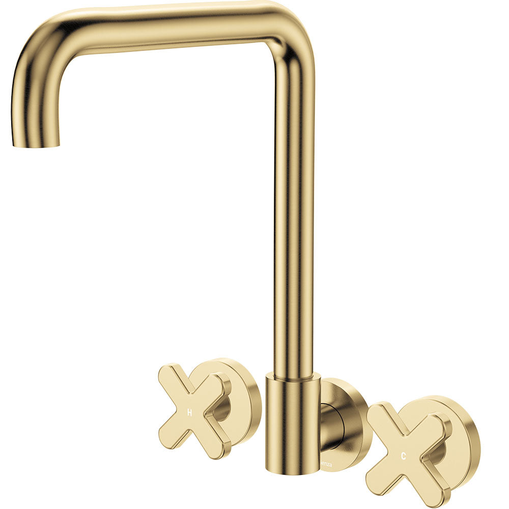 Fienza 343105UB-LF Kaya Squareline Wall Set Cross Taps Urban Brass