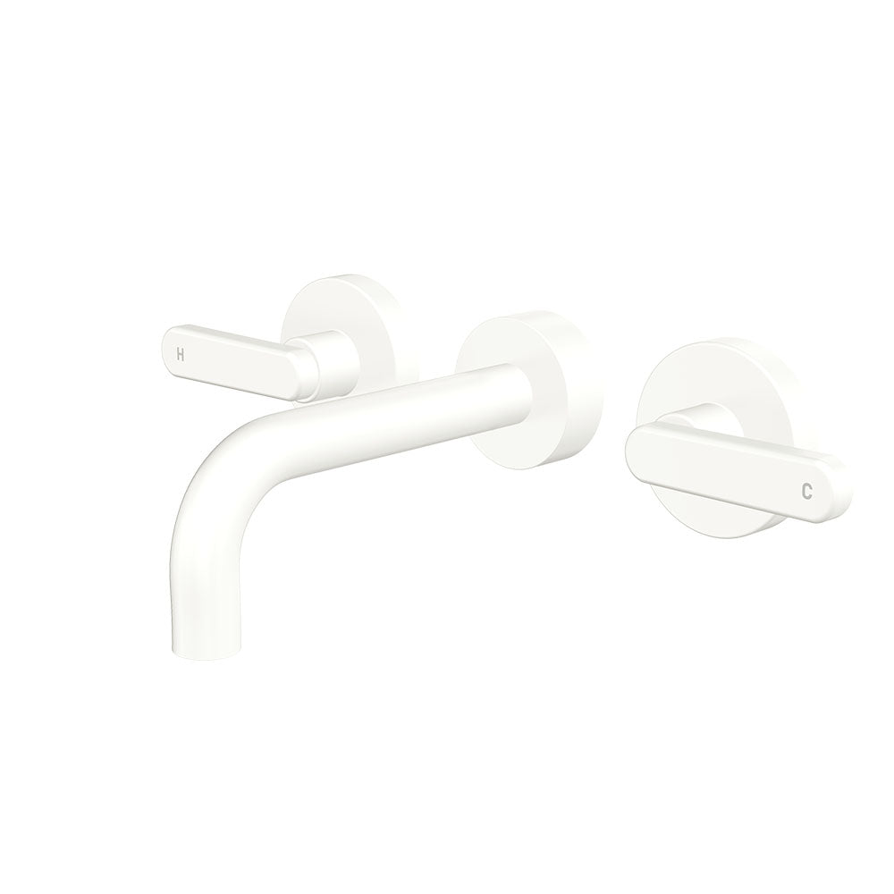 Fienza 344102MW-130-LF Kaya Wall Set Lever Taps 130mm Matte White