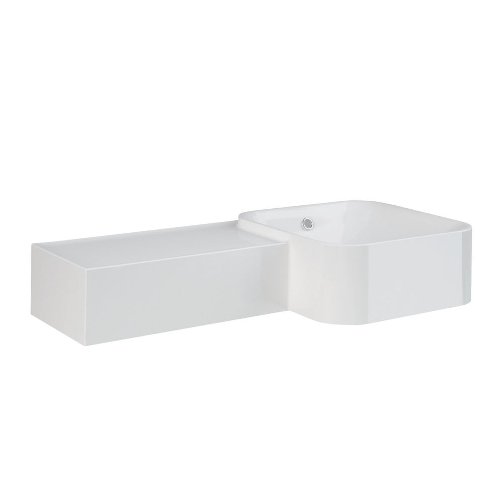Fienza 37700AWH RAK Petit Square Wall Basin, Left Edge, No Tap Hole, Alpine White
