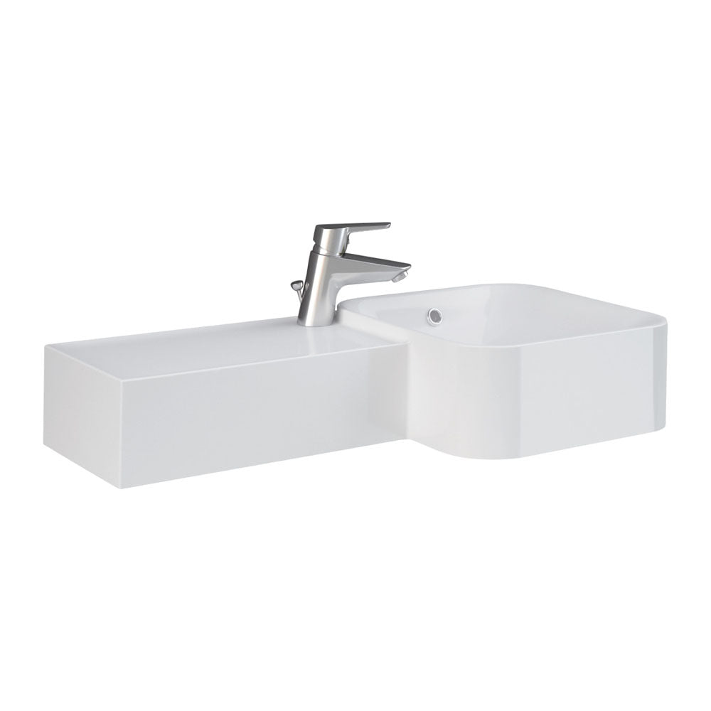 Fienza 37701AWHA RAK Petit Square Wall Basin, Left Edge, One Tap Hole, Alpine White