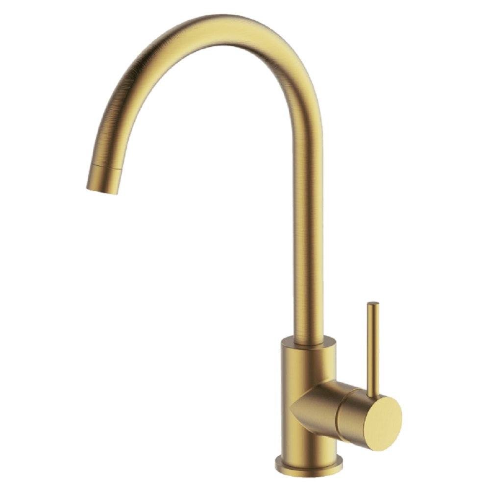 Abey Lucia Gooseneck Sidelever Mixer, Brushed Brass, 3K4-BB