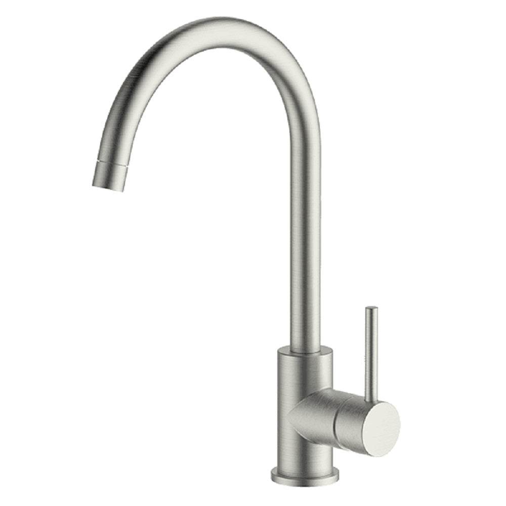 Abey Lucia Gooseneck Mixer Side Lever, Brushed Nickel, 3K4-BN
