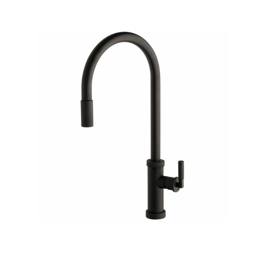 Abey Armando Vicario Urban D Pull Out Sink Mixer Black, 400728B