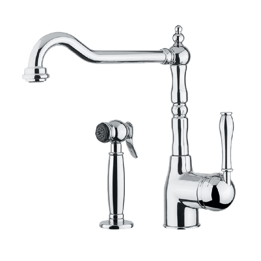 Abey Provincial Kitchen Mixer with Side Spray, Chrome, 400073