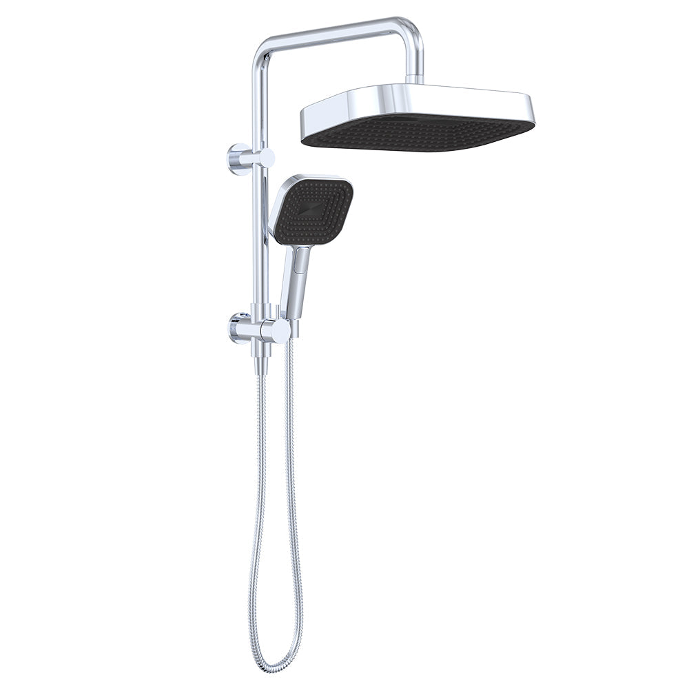 Fienza 434140 Kuro Twin Half-Rail Shower, Soft Square Head, Chrome