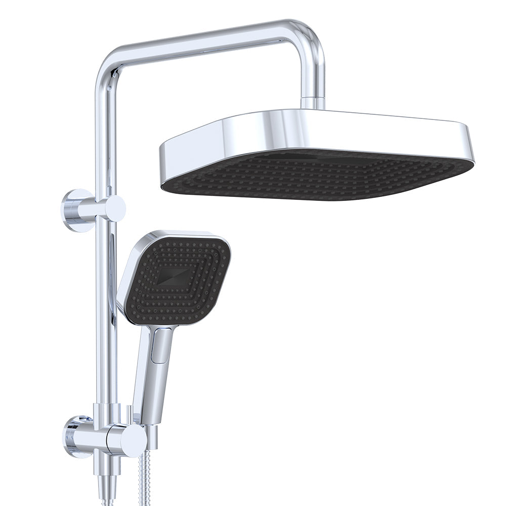 Fienza 434140 Kuro Twin Half-Rail Shower, Soft Square Head, Chrome
