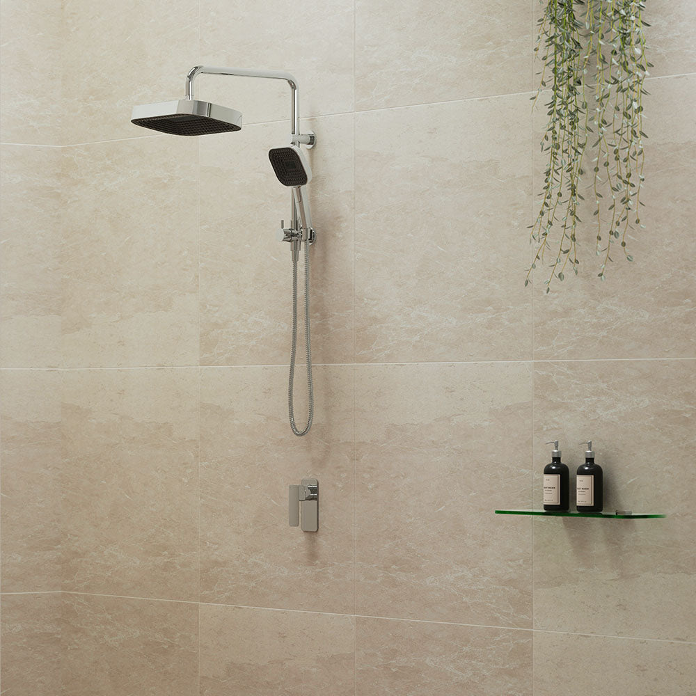 Fienza 434140 Kuro Twin Half-Rail Shower, Soft Square Head, Chrome