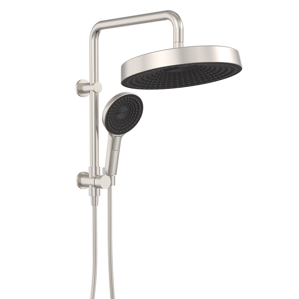 Fienza 434139BN Kuro Twin Half-Rail Shower, Round Head, Brushed Nickel