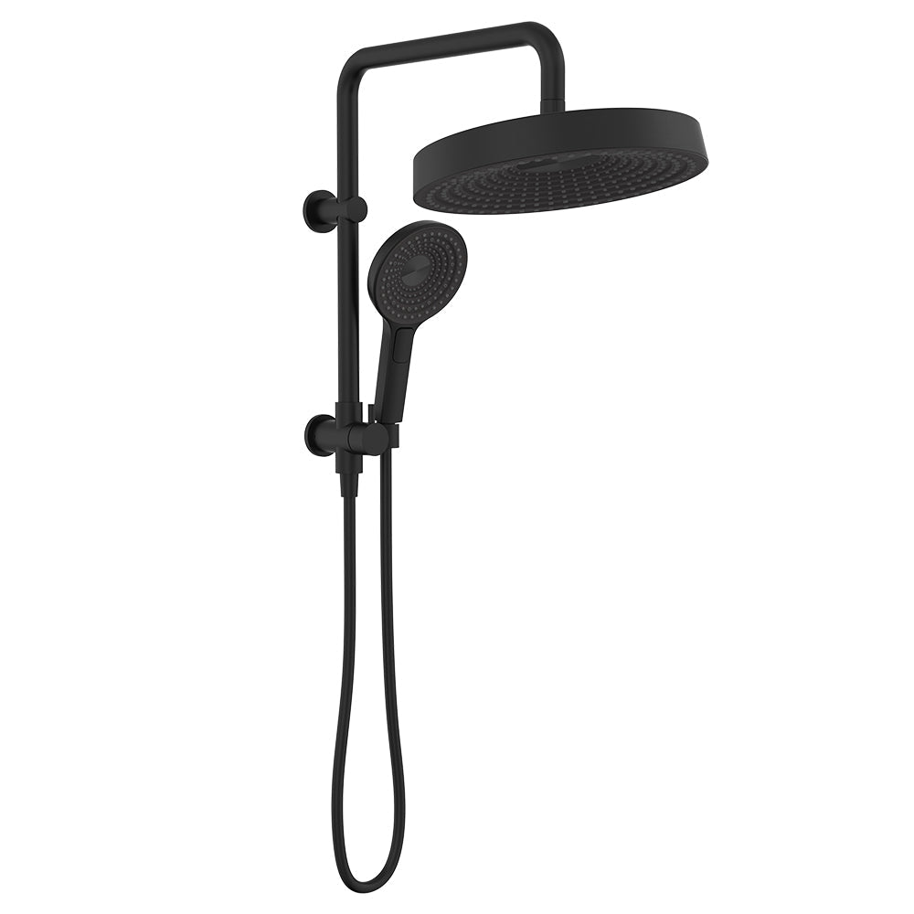 Fienza 434139B Kuro Twin Half-Rail Shower, Round Head, Matte Black