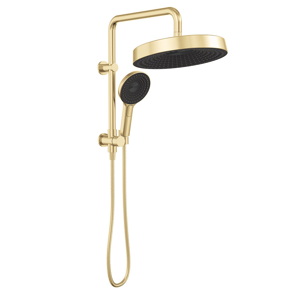 Fienza 434139UB Kuro Twin Half-Rail Shower, Round Head, Urban Brass