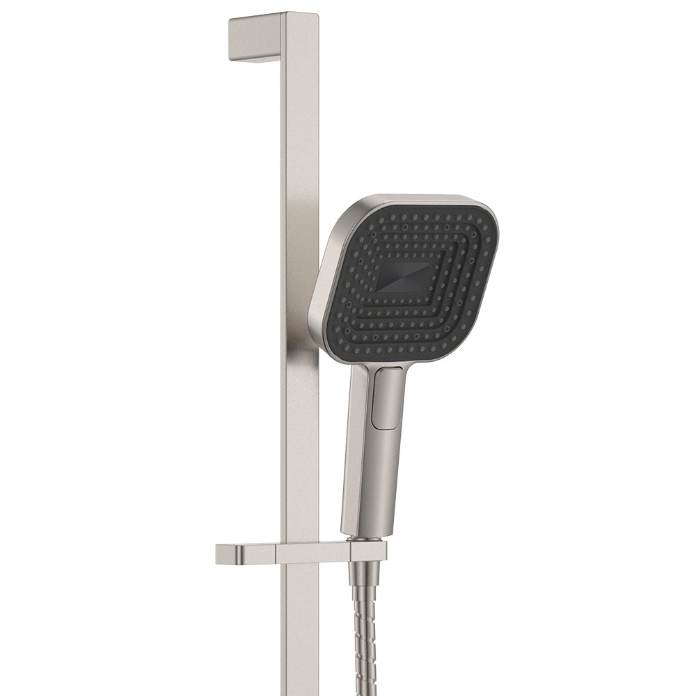 Fienza 444139BN Kuro Rail Shower Soft Square Head, Brushed Nickel