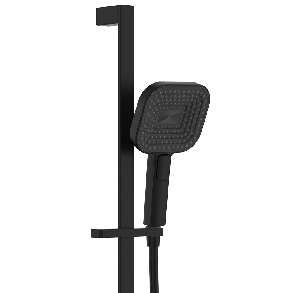 Fienza 444139B Kuro Rail Shower Soft Square Head, Matte Black