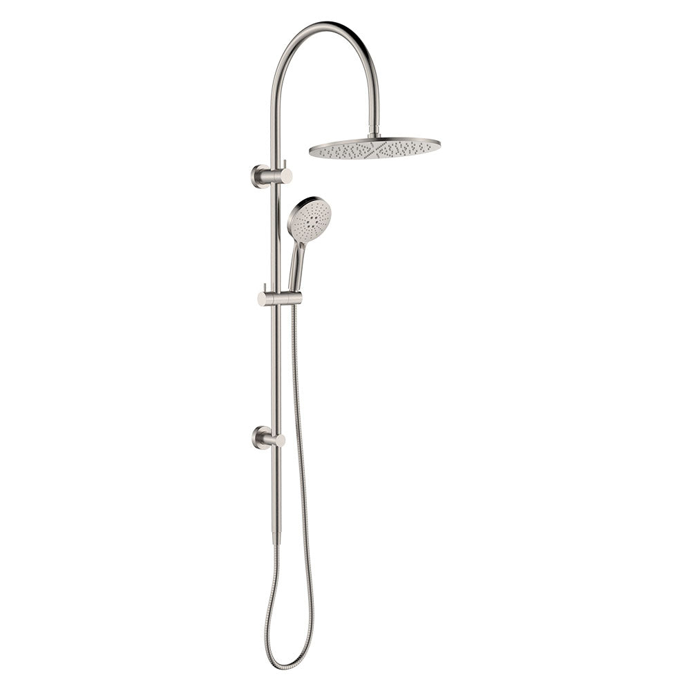 Fienza 455110BN Empire Slim Curved Twin Shower, Brushed Nickel