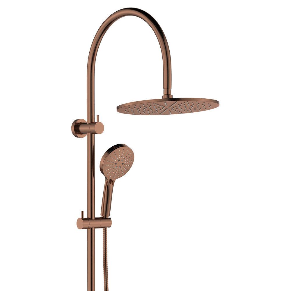 Fienza 455110CO Empire Slim Curved Twin Shower, Brushed Copper