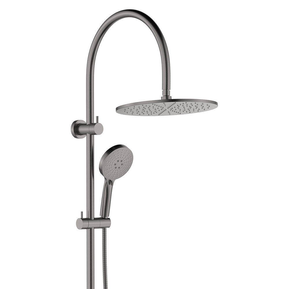 Fienza 455110GM Empire Slim Curved Twin Shower, Gun Metal