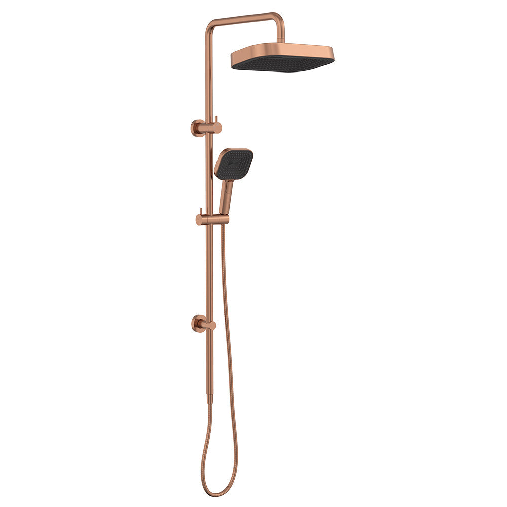 Fienza 455137CO Kuro Twin Shower, Soft Square Head, Brushed Copper