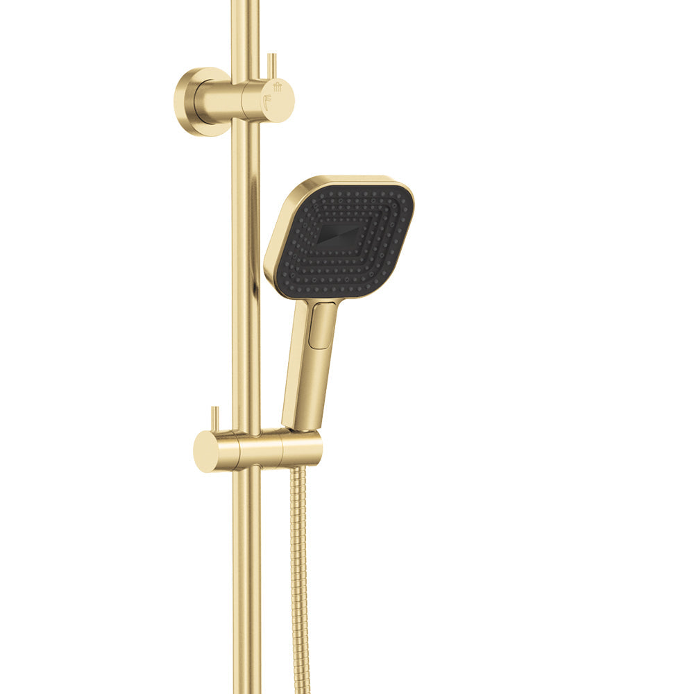 Fienza 455137UB Kuro Twin Shower, Soft Square Head, Urban Brass