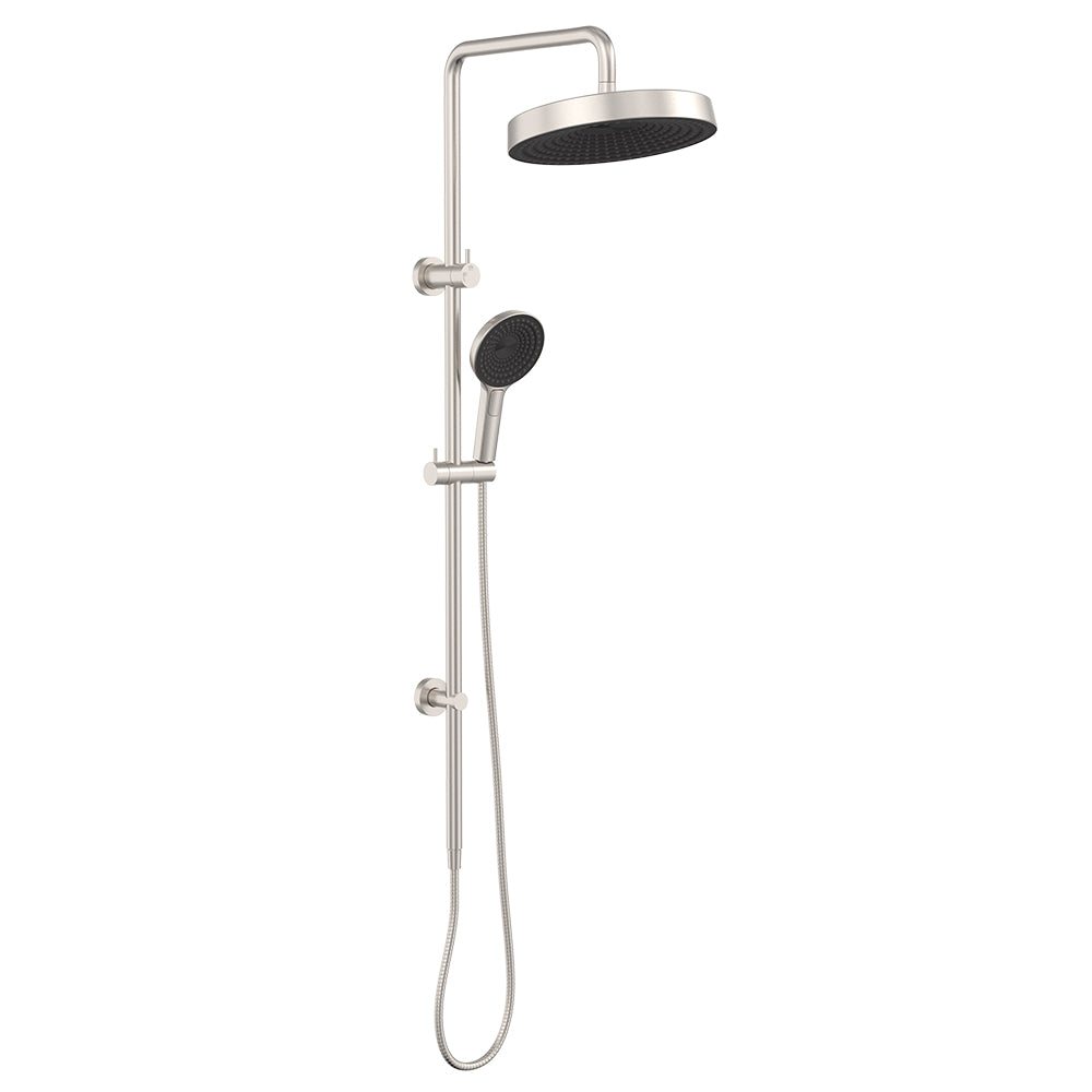Fienza 455138BN Kuro Twin Shower, Round Head, Brushed Nickel