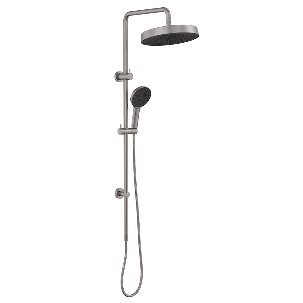 Fienza 455138GM Kuro Twin Shower, Round Head, Gun Metal