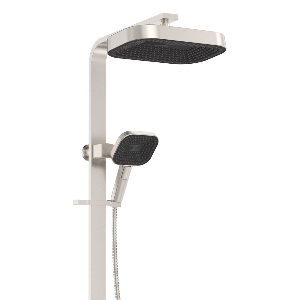 Fienza 455139BN Kuro Deluxe Twin Shower Soft Square Head, Brushed Nickel