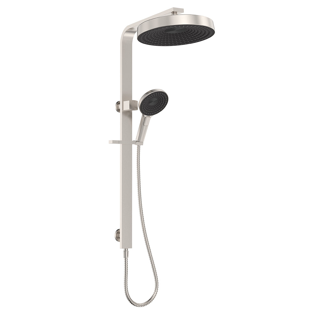 Fienza 455140BN Kuro Deluxe Twin Shower Round Head, Brushed Nickel