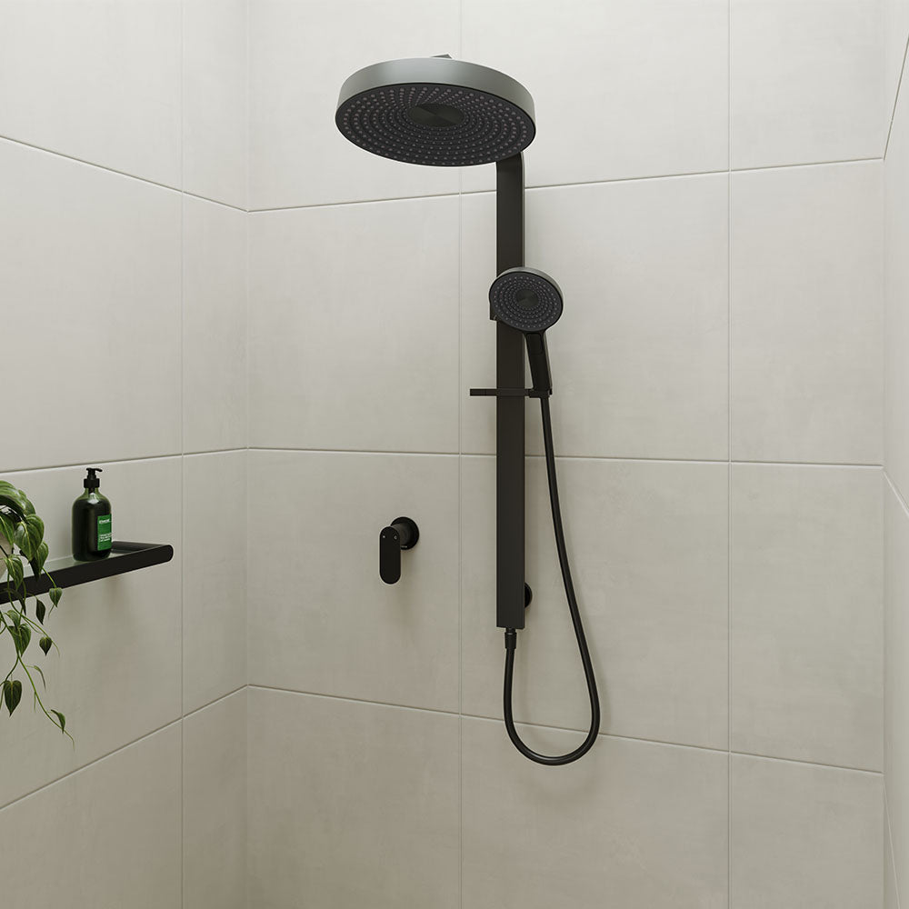 Fienza 455140B Kuro Deluxe Twin Shower Round Head, Matte Black
