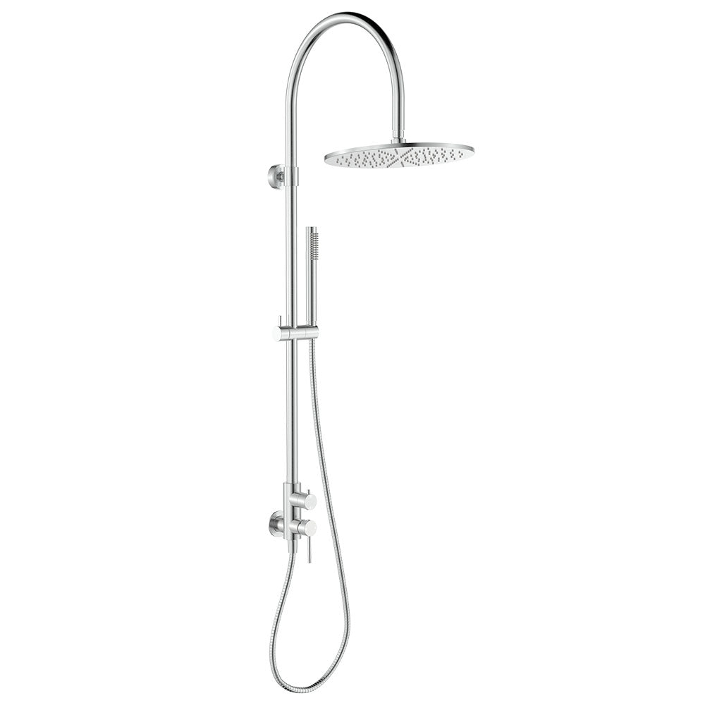 Fienza 455189 Kaya Wall Mounted Outdoor Twin Shower, Brushed Stainless Steel