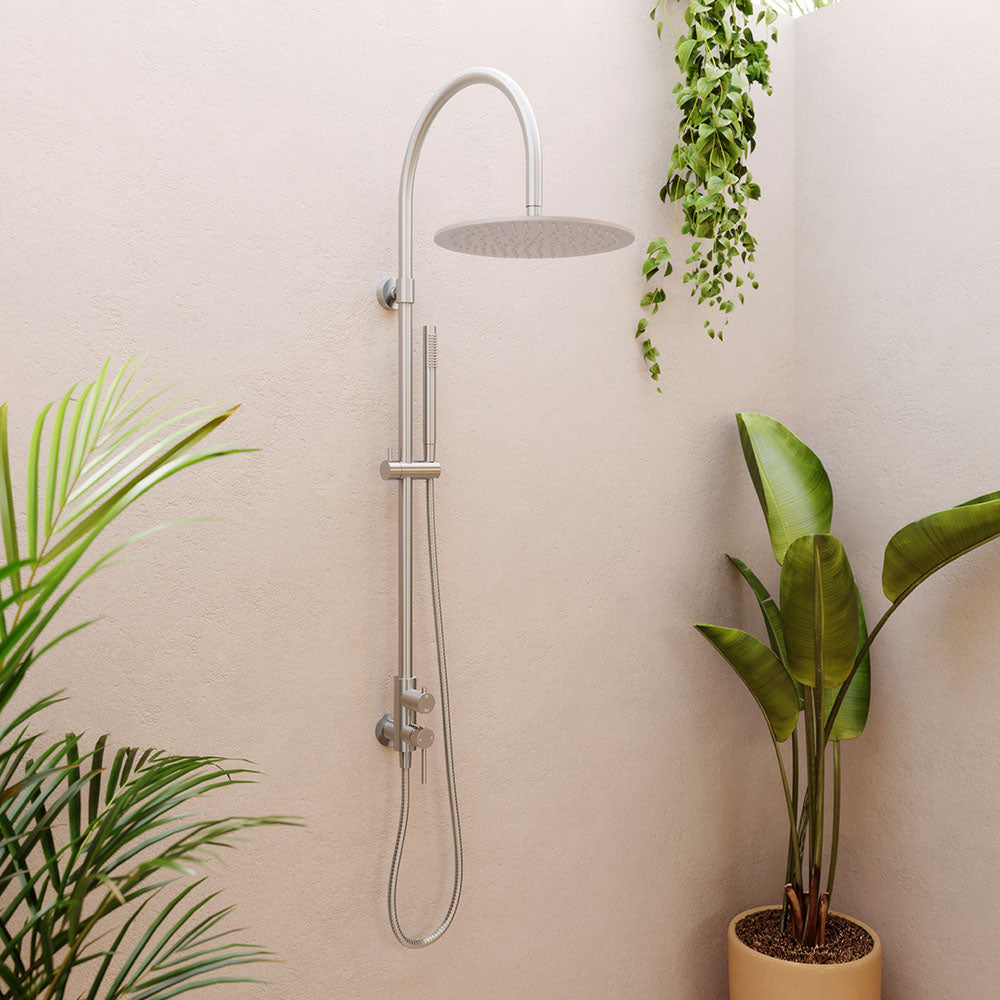 Fienza 455189 Kaya Wall Mounted Outdoor Twin Shower, Brushed Stainless Steel