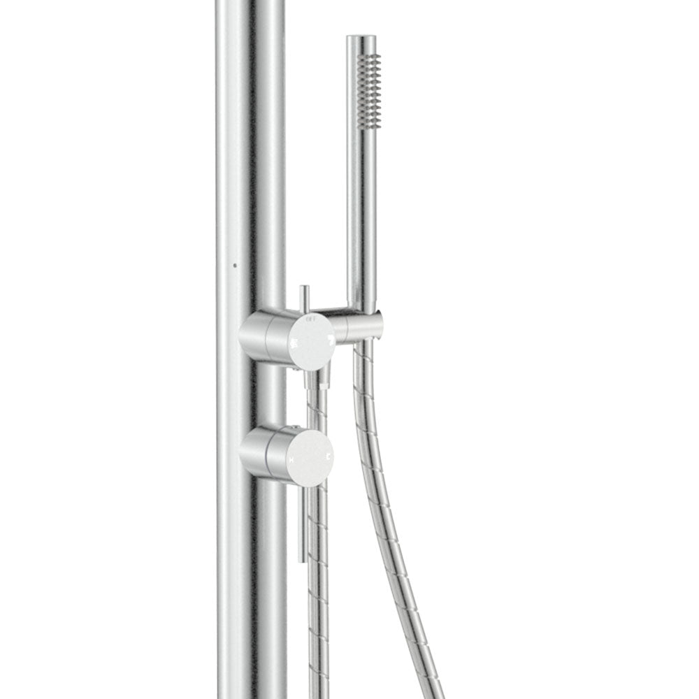 Fienza Kaya 455190 Floor Mounted Outdoor Twin Shower, 316 Brushed Stainless Steel
