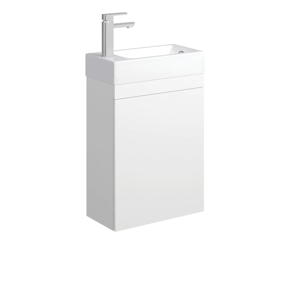 Fienza Edge 45RW Satin White Wall Hung 450mm Vanity, No Overflow