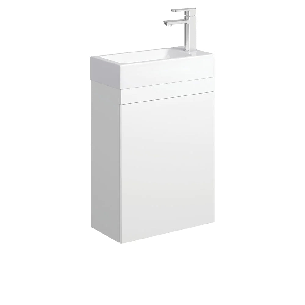 Fienza Edge 45RW-OF Satin White Wall Hung 450mm Vanity, with Overflow